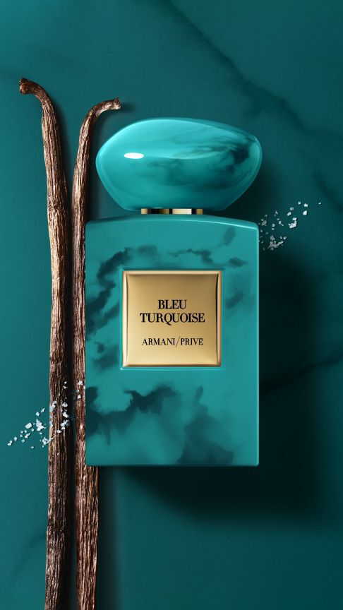 Bottle of Armani/Prive Bleu Turquoise fragrance.