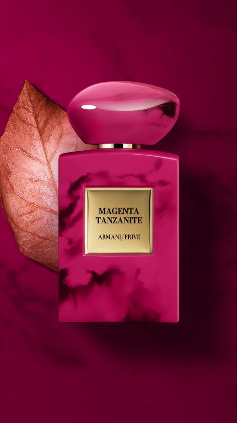 Bottle of Armani/Prive Magenta Tanzanite fragrance.