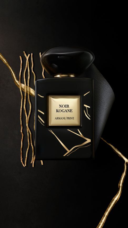 Bottle of Armani/Prive Noir Kogane fragrance.