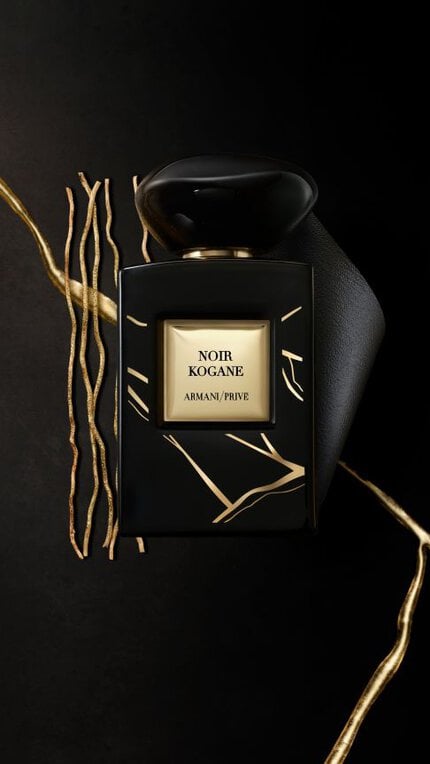 Bottle of Armani/Prive Noir Kogane fragrance.