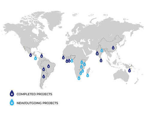 Map of ongoing and completed projects by Acqua Life