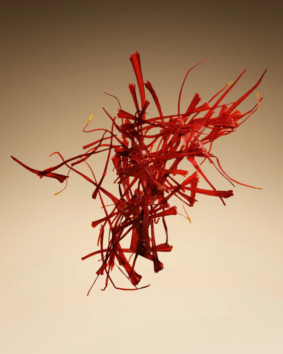 Armani/Prive Oud Royal: vivid saffron threads, illustrating the fragrance’s warm and exotic spicy notes.